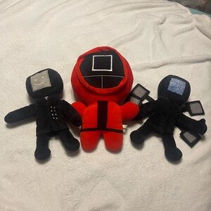 Red and Black Plush Toy Set